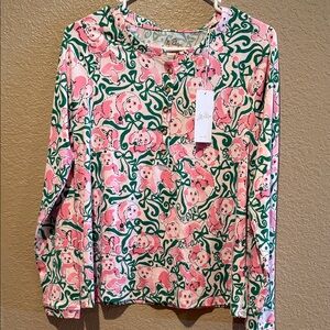 Lilly Pulitzer Pink and Green Long Sleeve Top